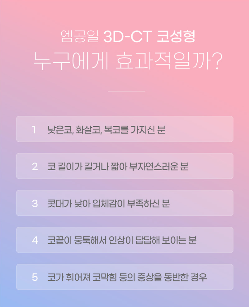 엠공일 3D-CT 코성형 누구에게 효과적일까?