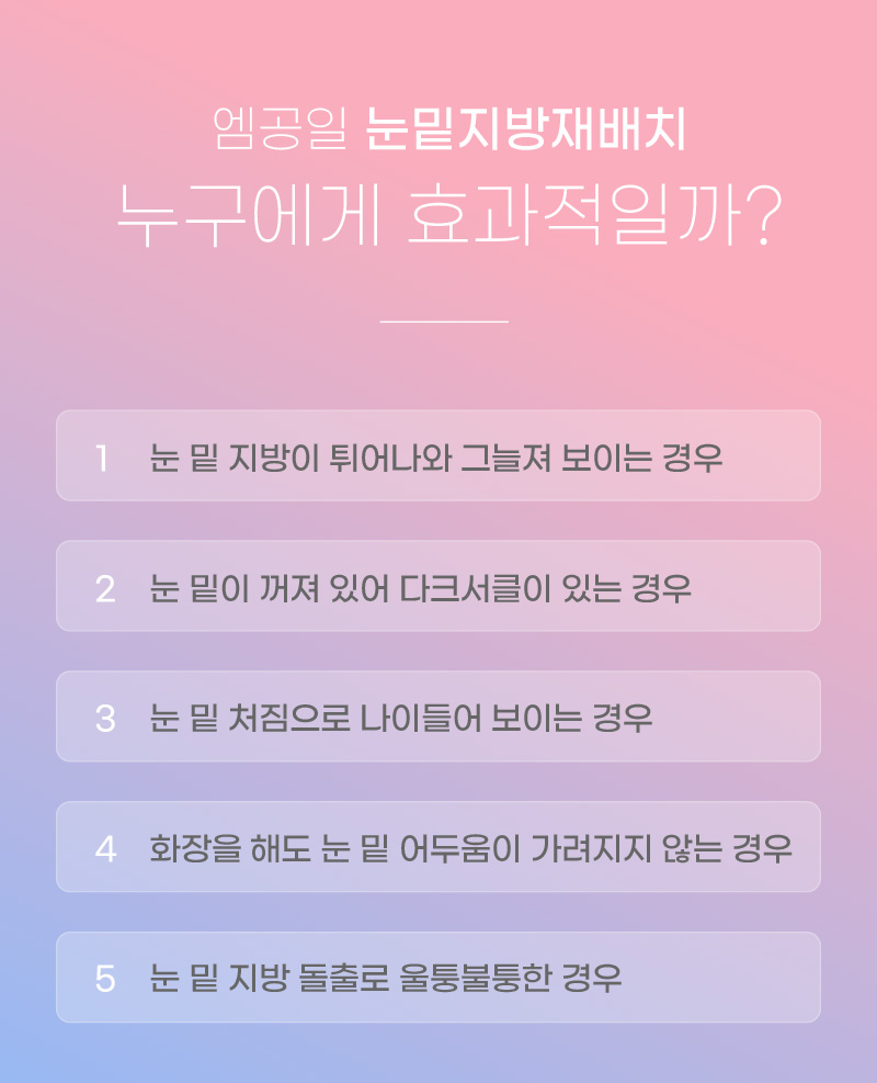 엠공일 눈밑지방재배치 누구에게 효과적일까?